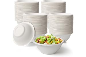 200 Pack Disposable Paper Bowls,8 oz Compostable Soup Bowls Bulk,Biodegradable Natural Sugarcane Bowl Round Hot Cold Food Ser