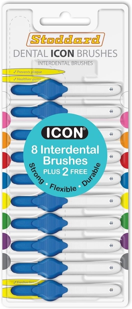 Icon Optim Blue Standard Interdental Brush - 8 Bush Plus 2 Free Brush in 1 Pack