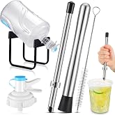 Chunful Lemonade Stand Supplies Kit with Muddler 3-5 Gallon Water Jug Stand | Dispenser Valves, Straw Brush, Straw Puncher, Jug Stand, 9.8 in Muddler for Lemonade Cups, Plastic Lid Compatible