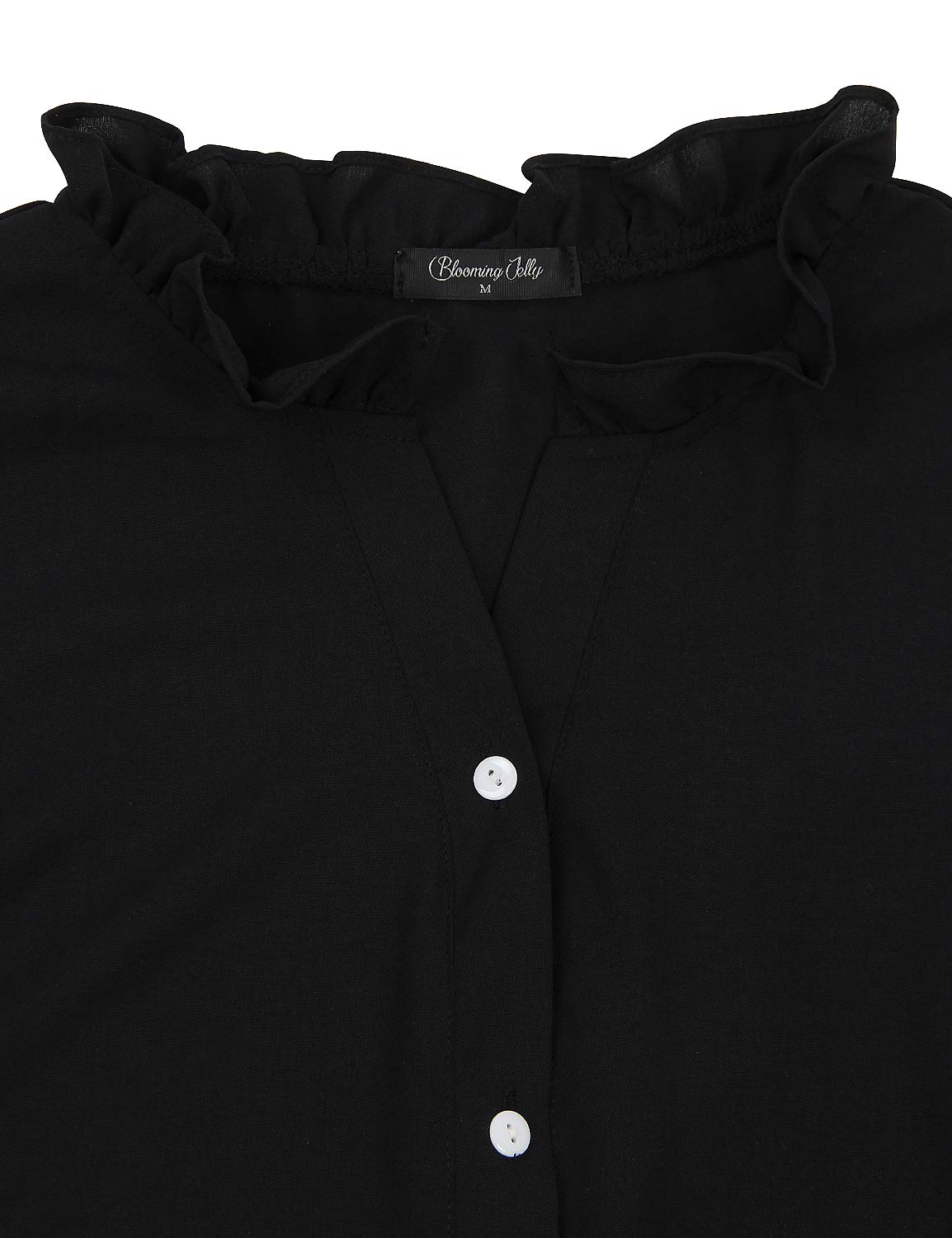 BMJL Women\'s Casual Button Down Shirt V Neck T Shirt Work Blouse Plus Size Tunic Tops(M,Black)