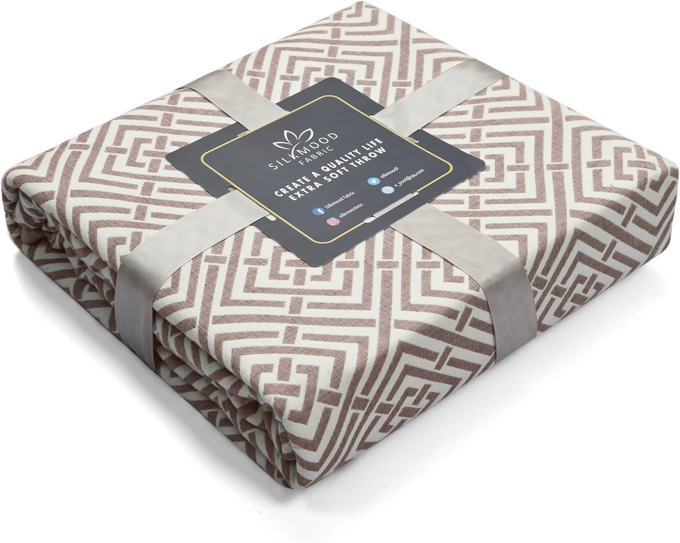 Silkmood Adult Baby Blanket 3 Layer A Level 100% Cotton Geometric Style Multifunctional Throw Adult Size Muslin Quilt Baby Skin Touching Very Easy Care with Six Pattern Two Size (Almond Brown, Twin)