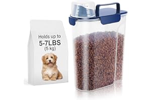 LEAWALK 5Lbs Airtight Dog Food Container,Cat Storage Bin, Pet Dispenser BPA-FreeTranslucent Body Upgraded large nozzle for Small Animal Kibble, Bird Bird Seed, Oatmeal, Rice, Flour, Brown Sugart-Royal Blue