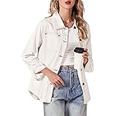 luvamia Denim Jackets for Women Trendy Long Sleeve Button Down Shirt Jacket Jean Shacket with Pocket Western Work Jacket