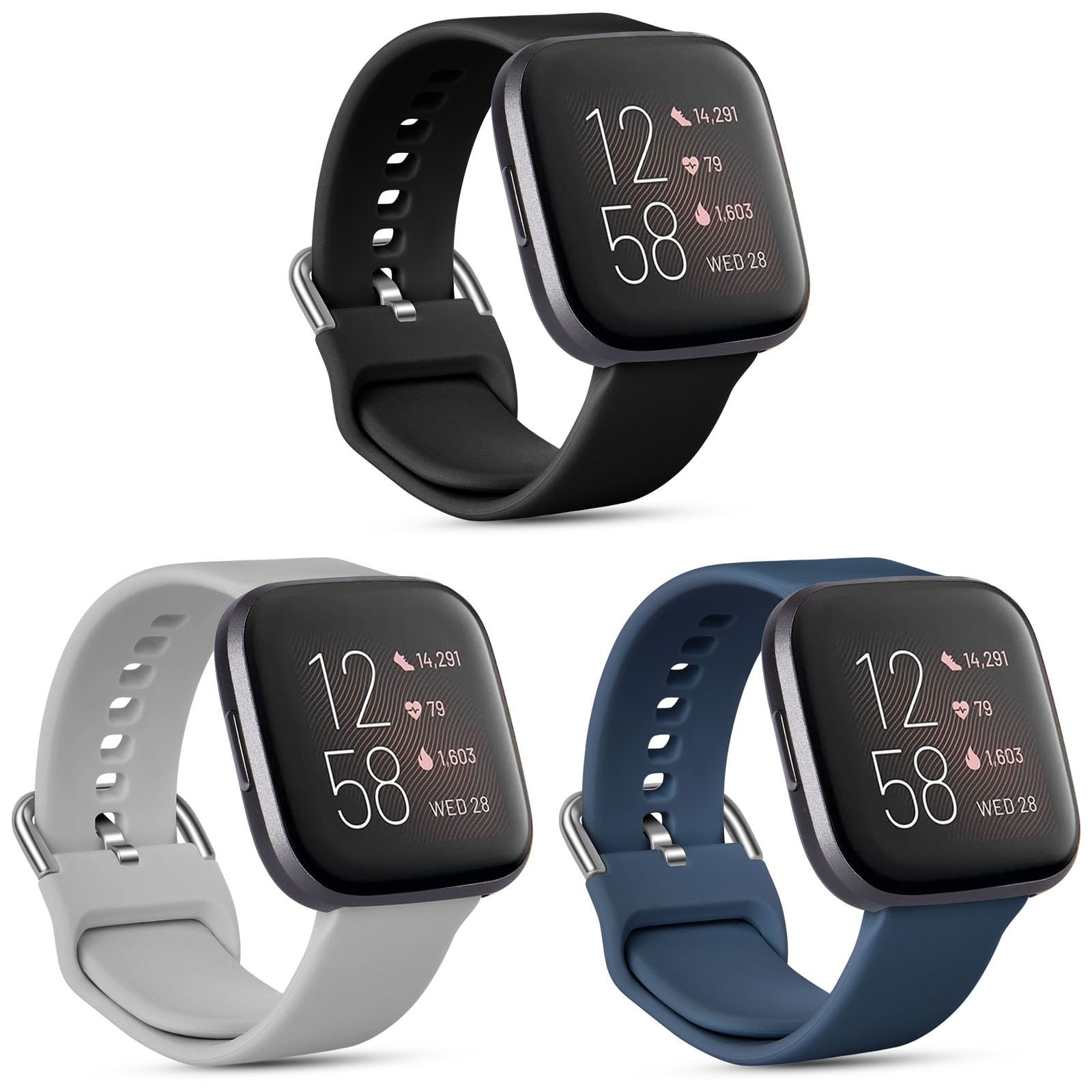 AXFEE Strap Compatible with Fitbit Versa 2 Strap, Silicone Watchband Sport Classic Replacement Straps, Adjustable Strap Replacement Compatible with Fitbit Versa 2/Fitbit Versa Lite(Not Include Watch)