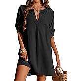 AI'MAGE Swimsuit Coverup for Women Bathing Suit Beach Cover Up Dress Shirt V Neck Bikini Beachwear S-3XL