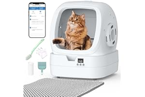 UPFAS Automatic Cat Litter Box Self Cleaning - APP Control and Weight Monitoring - 85L Ultra-Quiet, Multi-Cat Litter Box - Smart Health Monitor, Safe Anti-Pinch, White
