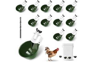 HIPYKAT Chicken Water Cups 12pcs - Automatic Filling Waterer Feeder, Gravity DIY Poultry Watering System, Chicken Water Dispenser Bowl, Chicken Coop Accessories for Hens, Duck, Goose, Turkey (Green)