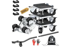 KOSTANZO Furniture Moving Dolly with Reinforced Steel Panel Heavy Duty,360°Swivel & Top Brake Furniture Movers with Wheels,Furniture Lifter Set of 4 up to 3000 LBS for Appliances,Sofa,Fridge,Washing Machine