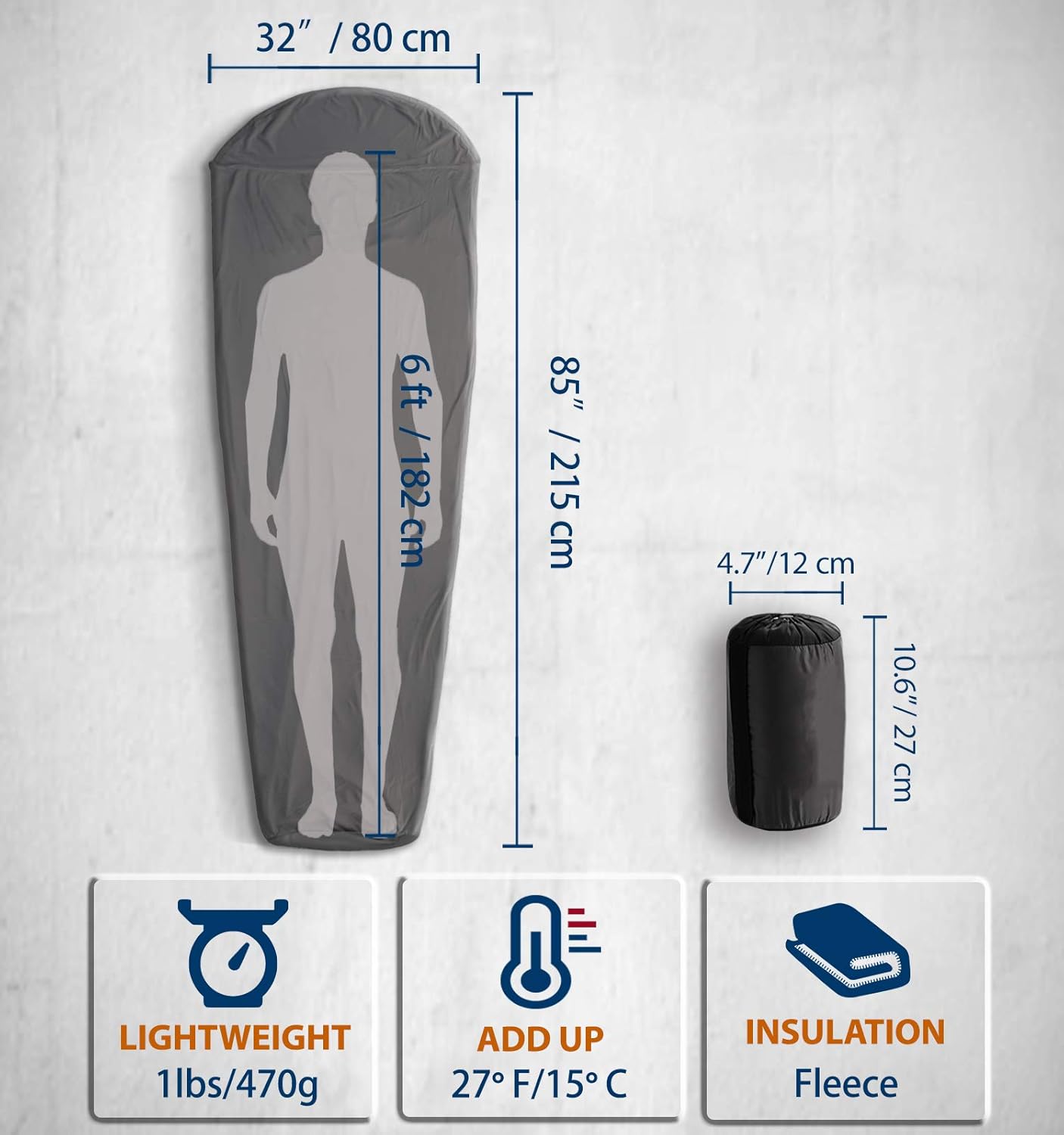 Litume All Season Sleeping Bag Liner Adds Up to 27F, Compressible and Lightweight Mummy Sleeping Sack for Backpacking, Camping, Lightweight Sleep Sack with Drawstring Hood, with Stuff Sack (E629) : Sports & Outdoors