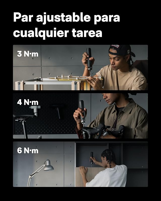 Chave de fendas elétrica PixelDrive, ecrã inteligente, 6 definições de binário (0,5-6 N·m), pontas hexagonais de 30 1/4'', luz LED, para eletrónica e reparações domésticas