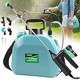 Battery Powered Sprayer 1.35 Gallon, 2025 Electric Garden Sprayer with 3 Adjustable Speeds, 4 Mist Nozzles, Rechargeable Handle, Retractable Wand with Adjustable Shoulder Strap for Weed Lawn(Blue)