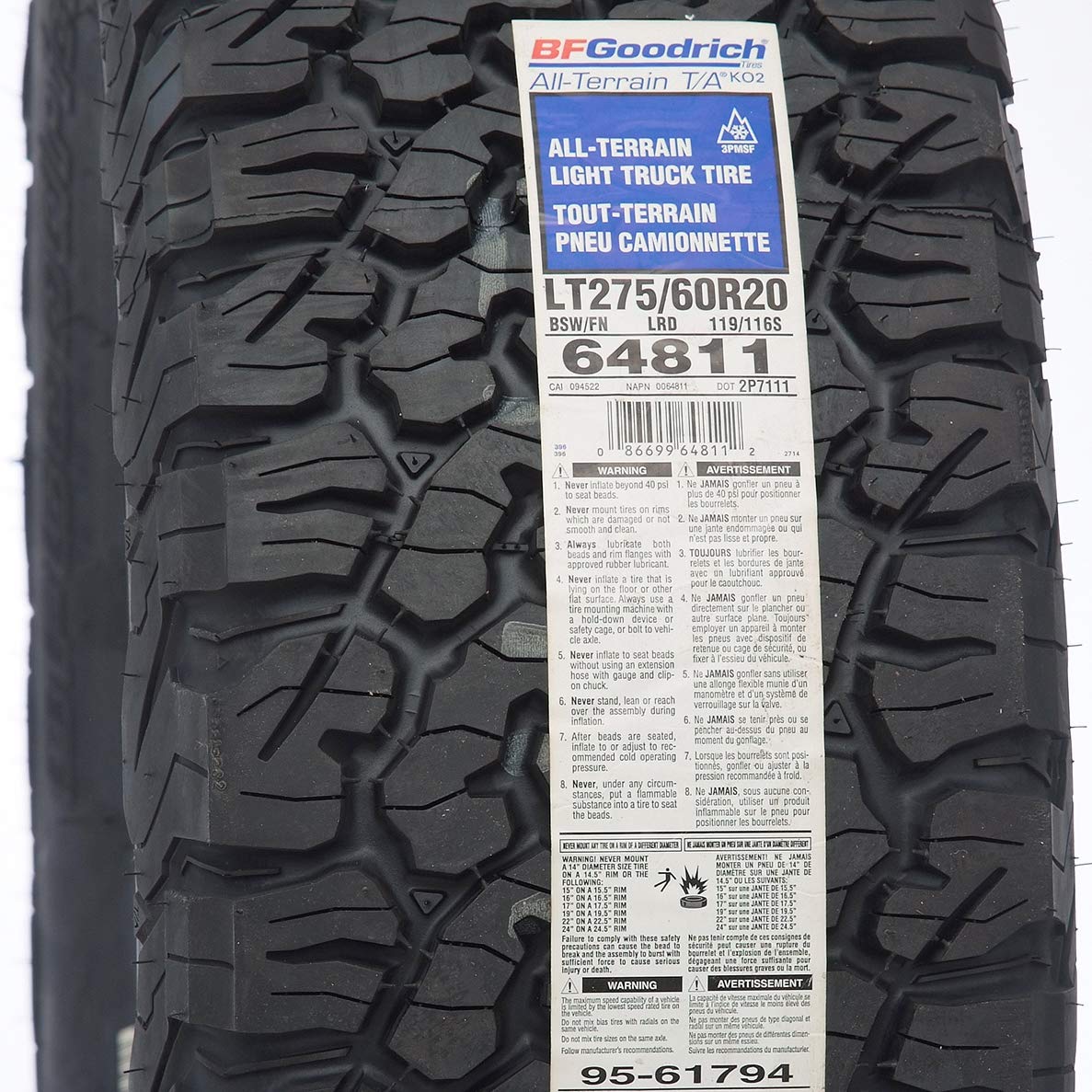 Qty 1 Lt275 60r Bf Goodrich All Terrain T A Ko2 119 116s Tire