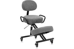 DR.LOMILOMI Ergonomic Kneeling Chair with Backrest, Improve Posture, Thick Cushions, Locking Wheels for Home & Office, AKONI 512 (Backrest Add-on, Dim Grey)