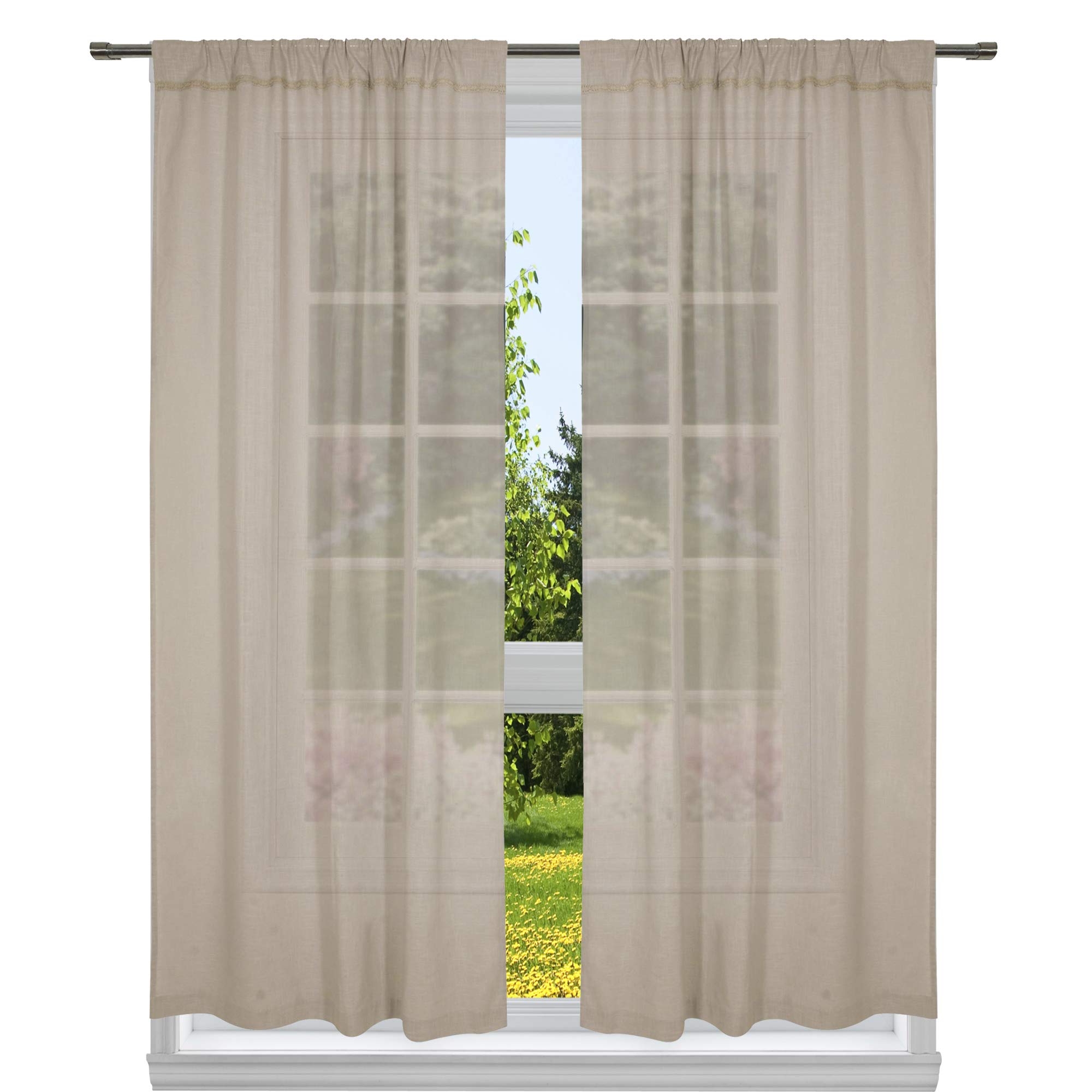 Home Maison Solid Window Curtain Set, Taupe, 40x84