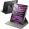 JETech Rotating Case for iPad Pro 12.9-Inch (2022/2021/2020/2018) with Pencil Holder, 360 Degree Rotation Protective Stand Cover Clear Back, Auto Wake/Sleep (Space Gray)