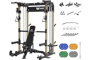 MAJOR FITNESS F22 Power Rack, 1600lbs All-in-One Squat Rack with Dual Pulley System, Heavy-Duty Steel Frame, Attachments & Storage for Home Gym Strength Training