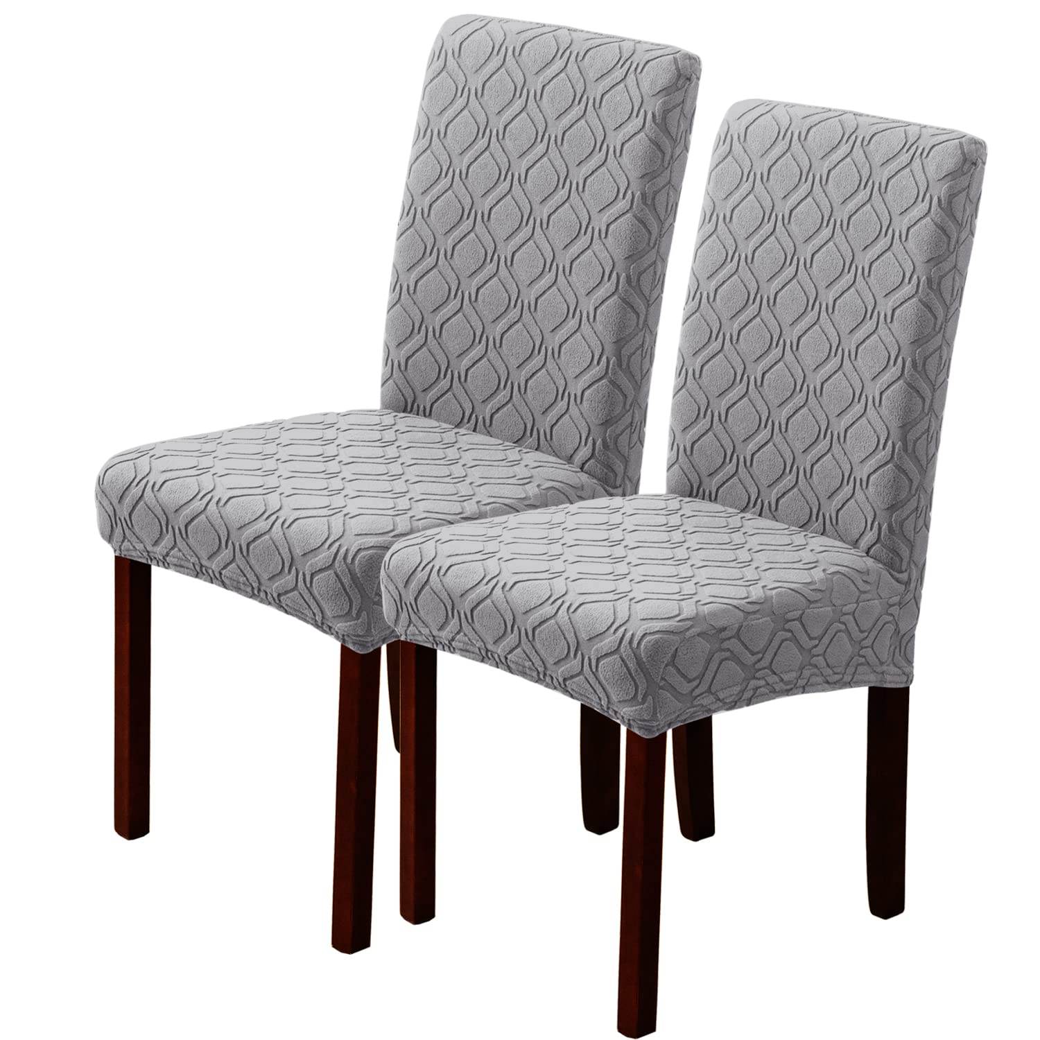 LANSHENG Dining Chair Covers, Stretch Chair Covers for Dining Chairs, Removable Washable Dining Chair Seat Slipcovers for Dining Room, Kitchen (Set of 2, Light Grey)