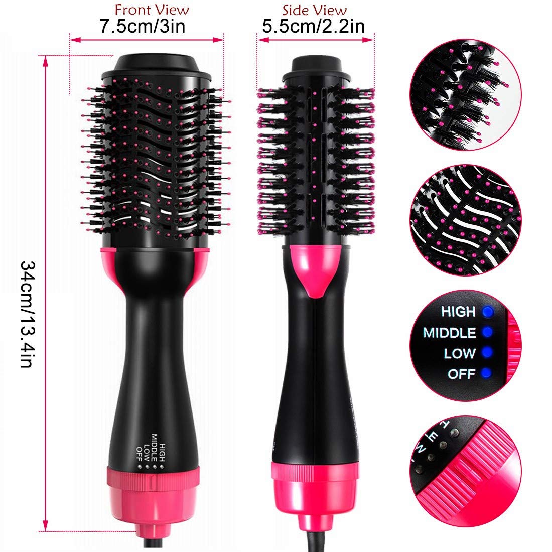Hot Air Brush Hair Dryer Volumizer Styler Brush, Hair Brush Straightener 4 in 1 Negative Ion Fast Drying Straightening Brush, One Easy Step Salon Reduce Frizz Styling Tools Valentines Day Gift for Women : Beauty