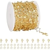 UMAOKANG 5 Meters 18K Gold Plated Chains Bulk Craft Chain Roll Hollow Star Chain for Jewelry Making