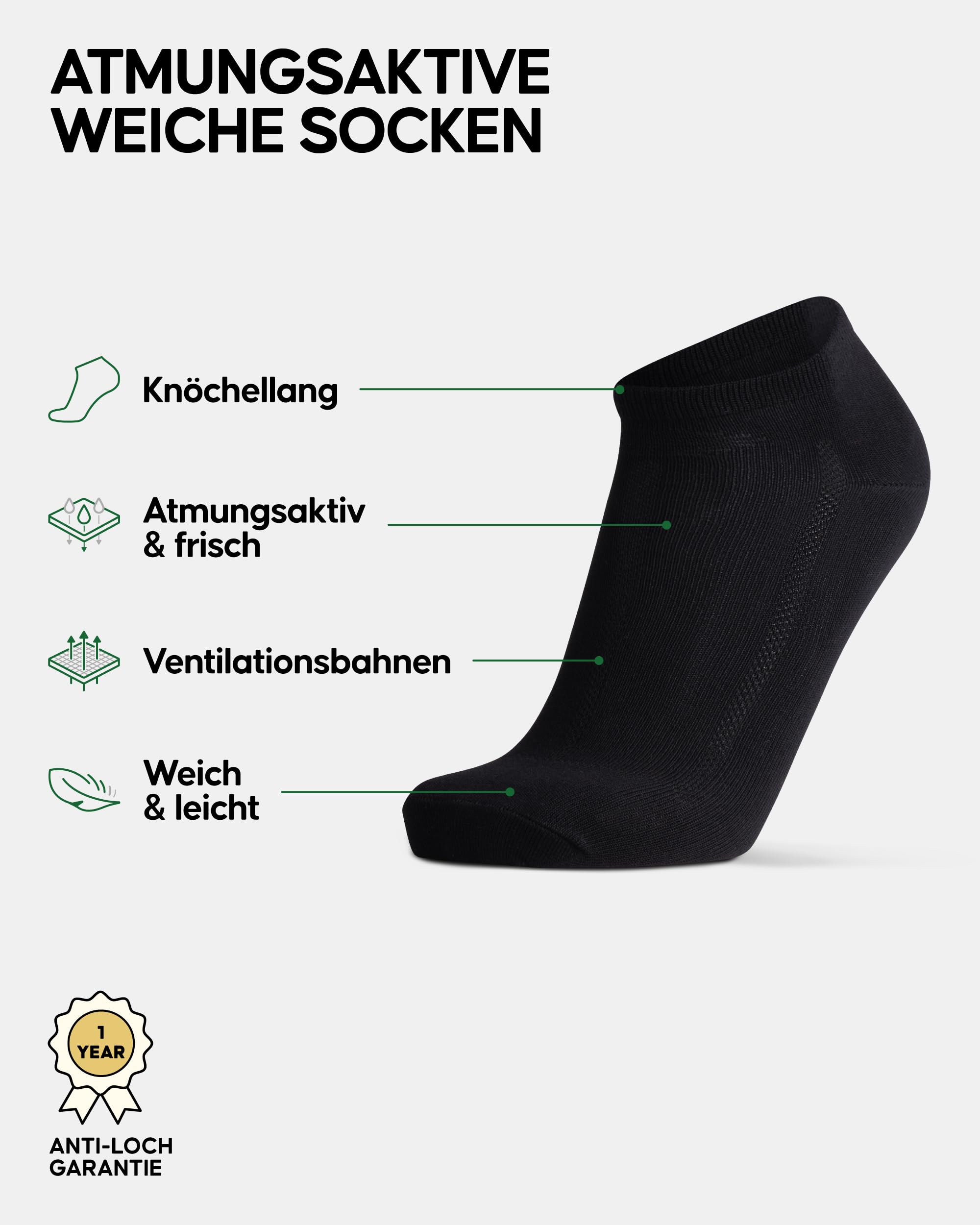 DANISH ENDURANCE 6 Paar Bambus Sneaker-Socken, Kurze Sommer Bambus Socken, Halbsocken, Damen & Herren, Schwarz, 39-42 2