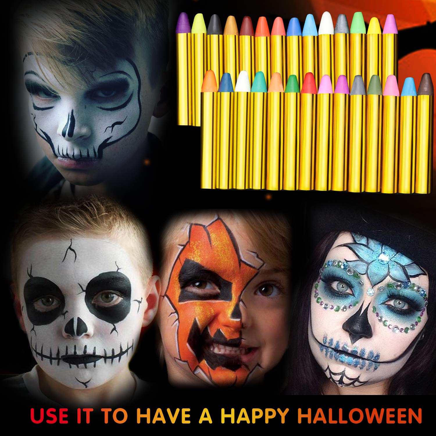 Face Painting Kits for Kids, Panvox 28 Colors Crayons Body Paint Face Paint Kit for Kids Professional Makeup Kit with No Toxic for Halloween