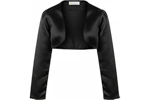 BOLEROSE Girls Satin Long Sleeve Bolero Childrens Kids Shrug