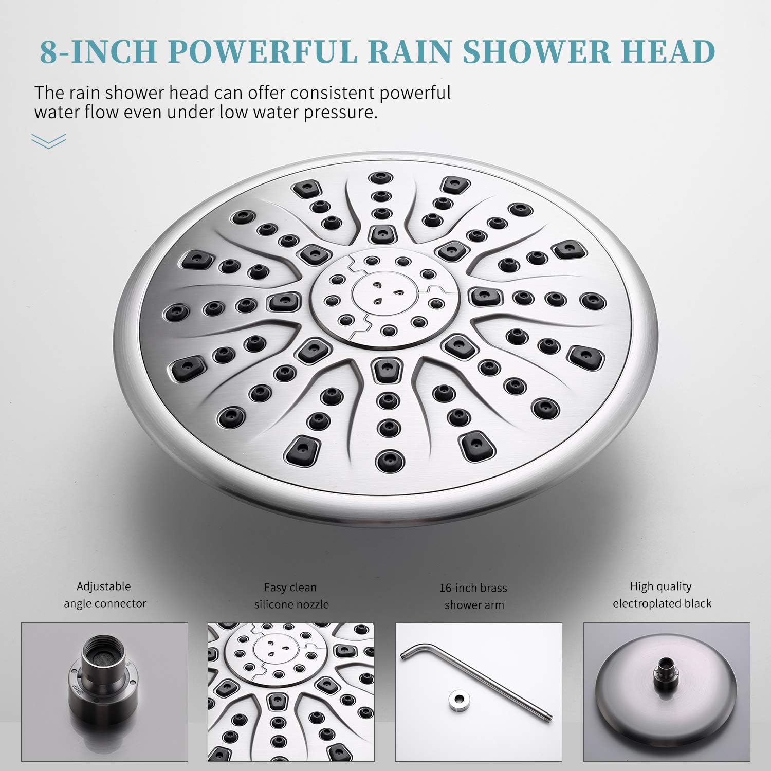 Shower System, Wall Mounted Shower Faucet Set for Bathroom with High Pressure 8" Rain Shower head and 3-Setting Handheld Shower Head, Brushed Nickel （Rough in Pressure Balance Valve Included) - - 