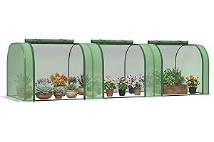 Outsunny 9.7' x 3' x 2.6' PE Mini Tunnel Greenhouse Garden Green Grow Shed Portable Plant Flower Warm House Steel Frame Zippe