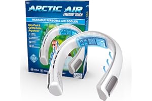 Arctic Air Freedom Touch Personal Neck Fan, 3-Speed Rechargeable Cooling Device, Long-lasting, Lightweight Portable Neck Cooler, Flexible Band & Thermo-Electric Cooling Plate for Hot Weather