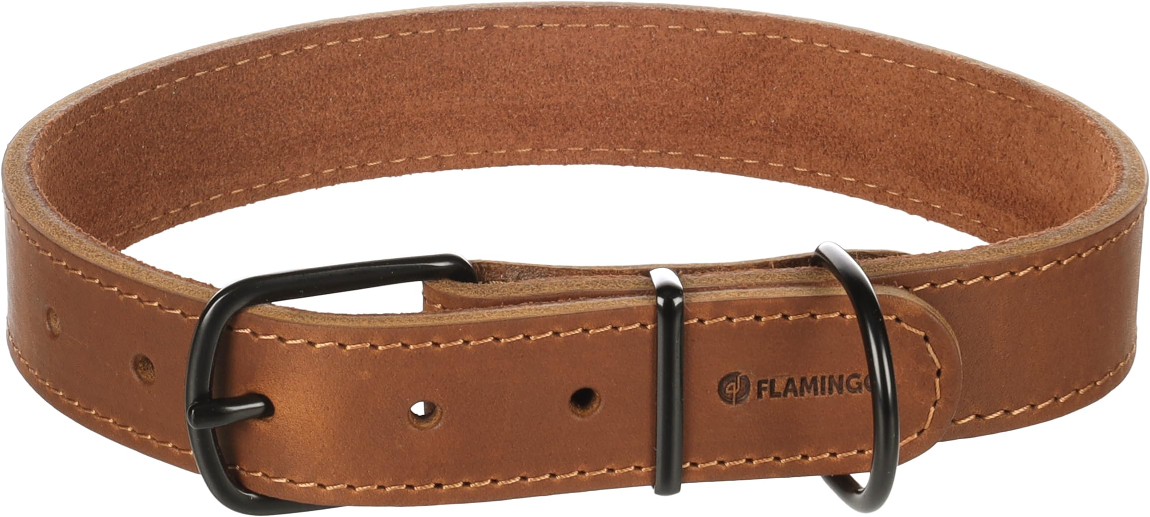 Flamingo Dog Collar Montana Cognac XL 47,5-58cm 28mm