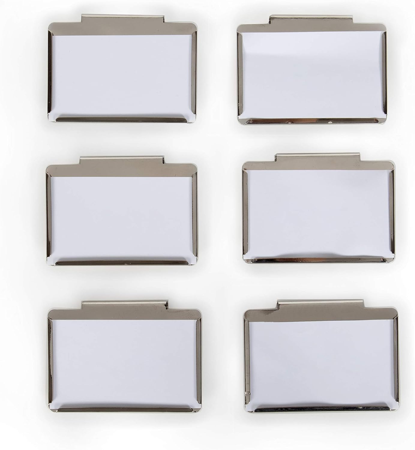 Basket Bin Labels Clip on | Label Holders for Basket or Storage Bins | Metal Hanging Bin Clip Labels - Stainless/Nickel Finish [Pack of 6]: Home & Kitchen