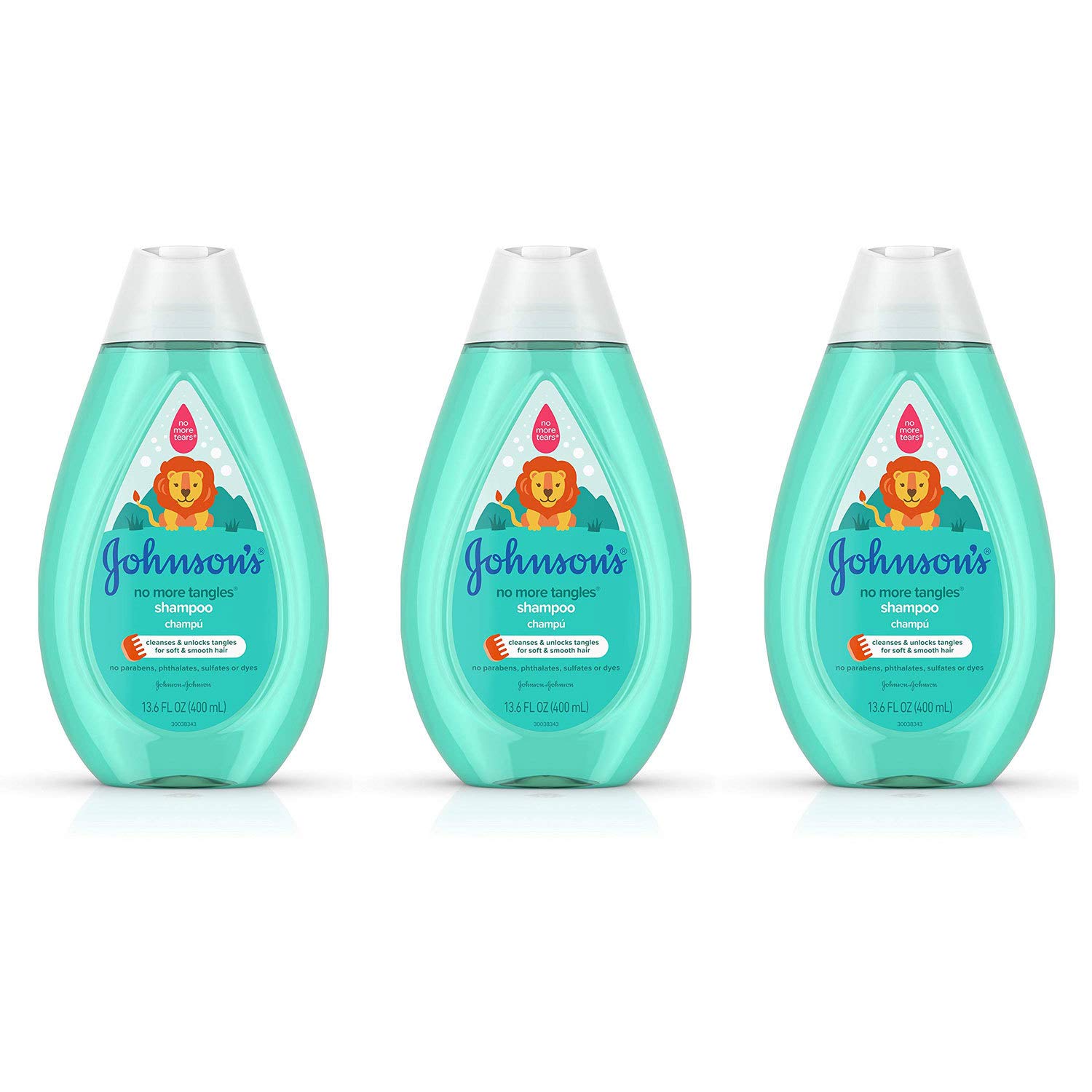 Johnson&amp;#39;s No More Tangles Detangling Shampoo for Toddlers and Kids, Gentle No More Tears Formula, Hypoallergenic and Free of Parabens, Phthalates, Sulfates and Dyes, 13.6 fl. oz (Pack of 3)