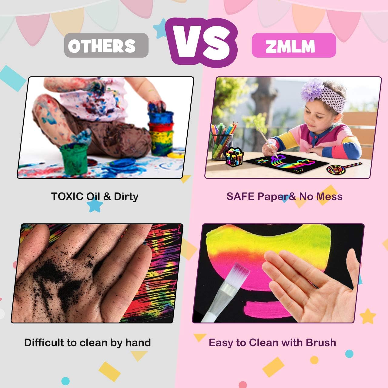 ZMLM Scratch Paper Art-Craft Girl: Rainbow Scratch Magic Drawing Set Paper Pad Board Supply Kit Toddler Project Activity for 3-12 Year Old Kid Game Toy Holiday|Party Favor|Birthday|Children's Day Gift: Toys & Games