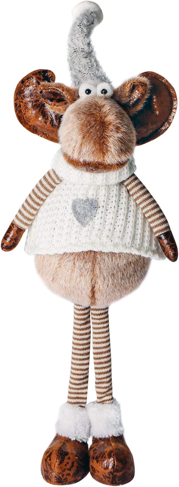 ITOMTE Handmade Swedish Reindeer Stuffed Figurine - 16 Inches Elk Heaven Sends Plush Standing Moose - Winter Table Ornaments, Plush Toy, Home Decor, Christmas Decorations, Holiday Presents, White