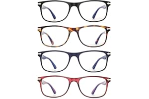 Loycco 2/4/5 Pack Square Reading Glasses Blue Light Blocking Readers Spring Hinge for Women Men