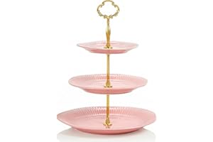 3 Tier Cupcake Stand Ceramic Cake Stand Wedding Dessert Tower, Tiered Serving Tray for Tea Party Afternoon Display Platter(Go