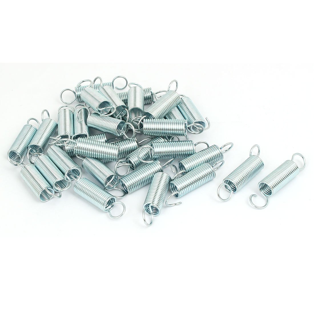 Sourcingmap 25mmx10.5mmx1.2mm Stainless Steel Dual Hook Tension Spring Silver Tone 33pcs