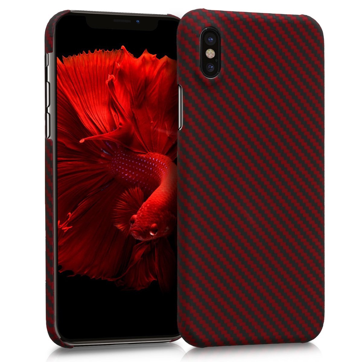 X Body for Protective Red/Black Strong Solid kalibri Fiber Aramid Cover Case Apple - iPhone Back - Hard Armor Protective Apple Body Solid Cover iPhone Back - Armor Aramid for kalibri X - Strong Hard Case Fiber Red/Black