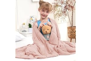 BETU Pink Weighted Blanket Kids 7lbs, 40"x60", Cooling Heavy Throw Blanket for 60-90lbs, Microfiber Soft Thick Big Blankets Weighted Comforter Breathable Gift for Sleeping