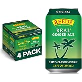 Reed's Real Ginger Ale, Pack of 4 (12 fl. oz. Can each) | Made with Pressed Organic Ginger &amp; Cane Sugar, Natural Ingredients, Caffeine-Free, No Artificial Colors or Preservatives