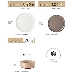 MALACASA Plates and Bowls Sets, 12 Pieces Modern