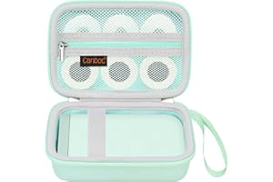 Canboc Hard Carrying Case Compatible with NELKO/TYPONOS P21 Label Maker Machine, Portable Bluetooth Label Printer Box, Zipper Mesh Bag fits Label Paper and Charging Cord, Green