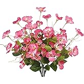 GhuaH 3 Pcs Artificial Flowers for Outdoors Hibiscus Spring Summer Decor Pink Artificial Tropical Flowers Realistic UV Resistant Silk Hibiscus Flowers for Outside Planter Front Door Porch Patio
