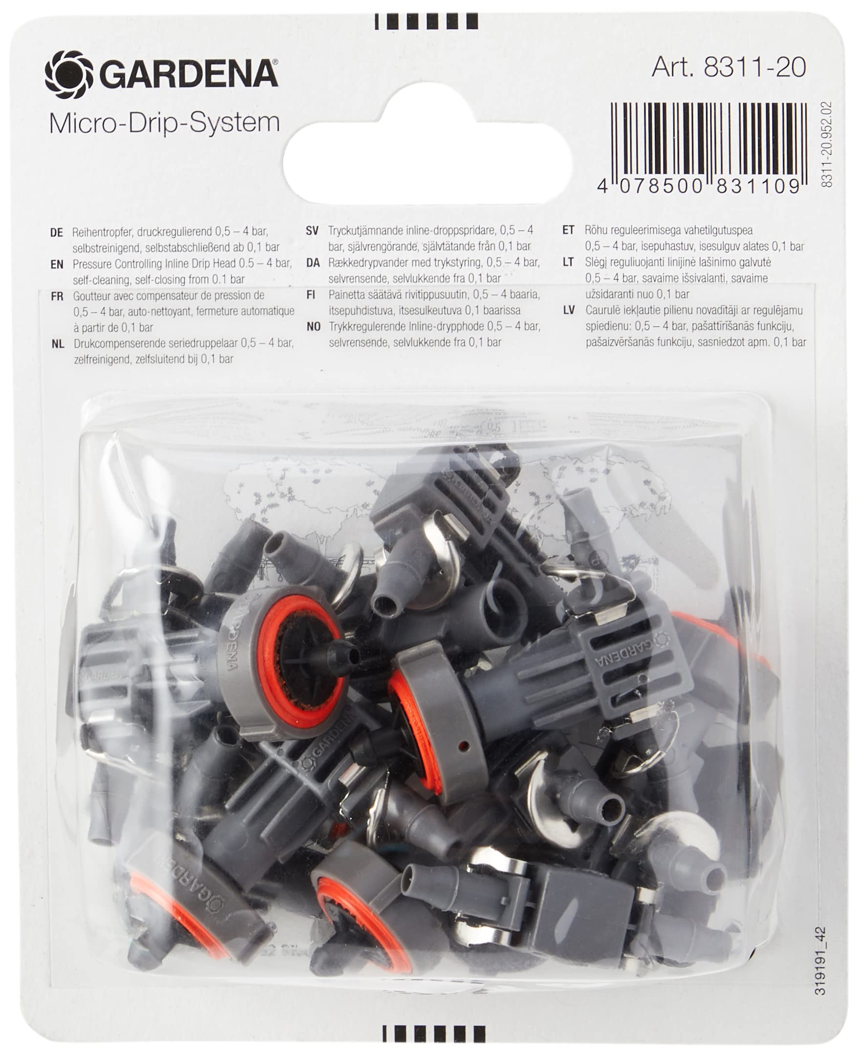 GARDENA Micro-Drip-System series dropper pressure equalizing: Tail For irrigation Of shorter rows Of plants with similar Water requirements (8311-20)