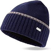 TOP-EX XL/XXL Men's Merino Wool Winter Beanie Cold Weather Knit Hat with Fleece Lining for Men Skull Cap Big Head Oversize