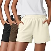 Huukeay 3 Pack Women's Sweat Shorts, Casual Summer Elastic High Waist Athletic Short Lounge Comfy Gym Sweatshorts with Pocket