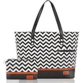 Laptop Tote Bag for Women Large Canvas Womens Briefcase Waterproof Computer Bag Work Bags for Women Fits 15.6 inch Laptop