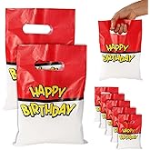 50pcs Cartoon Animation Gift Bags,Red and White Cartoon Animation Theme Goodie Bags with Handle Party Treat Wrapper Favors for Candy Snack Birthday Party
