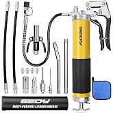 17-Piece Heavy Duty Grease Gun Kit: 14oz Grease Tube Flexible Hose Bearing Grease Pump 8000 PSI Pistol Grip Grease Guns Tool Marine Durable Connectors Adapters Extension Tubes Nozzle Easy Operation