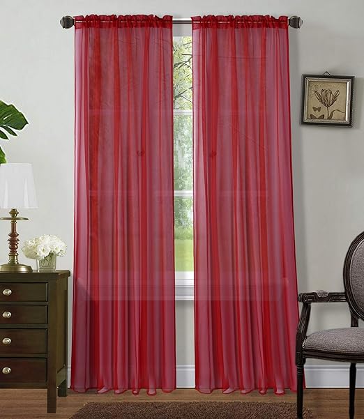 Amazon Com Sapphire Home 2 Panels Window Sheer Curtains 54 X 63